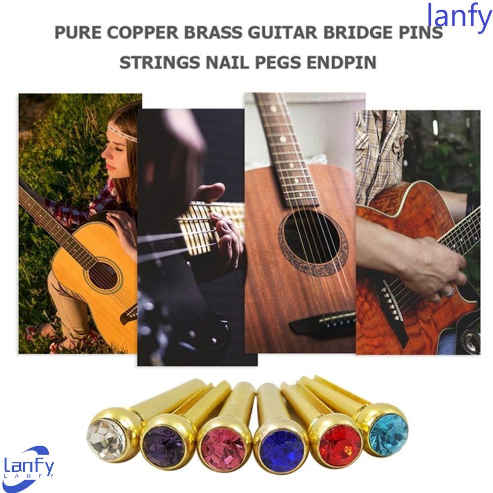 Lanfy Paku Senar Universal Warna-Warni Kuningan Senar Gitar Instrumen Senar Bridge Pin