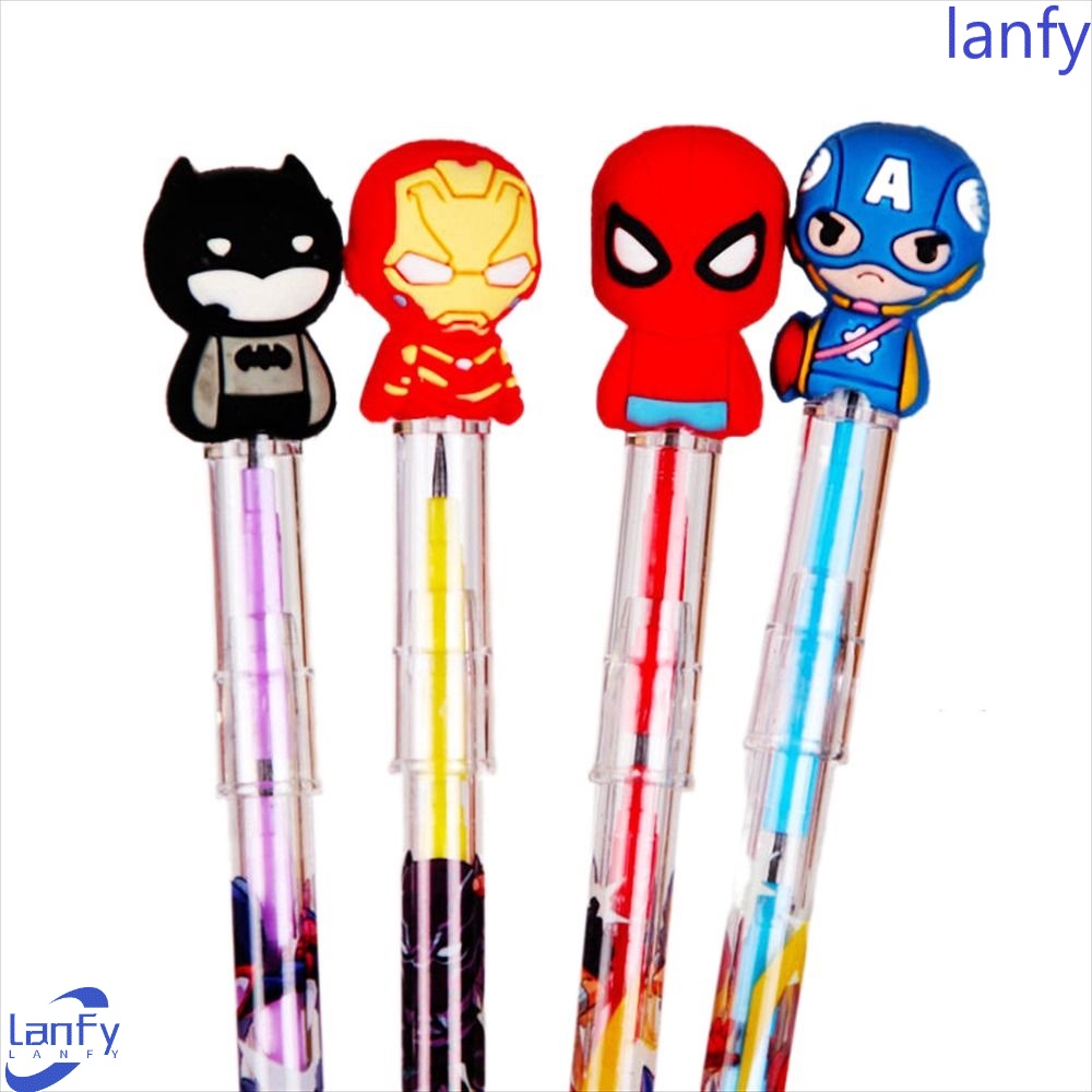 Lanfy Pensil Mekanik Perlengkapan Sekolah Anak Anime Kartun Alat Tulis Silicone Tips Menulis Pencil