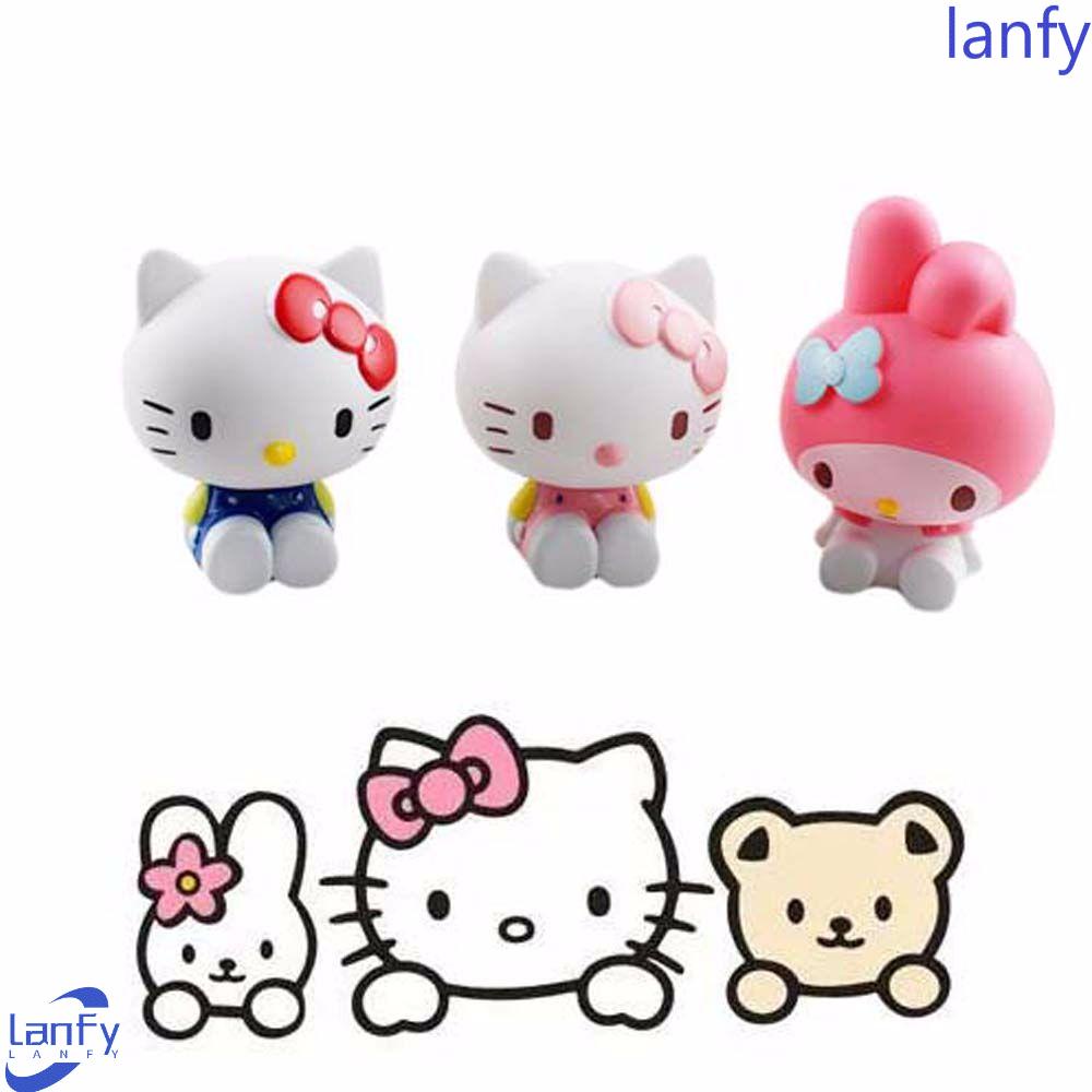 Lanfy My Melody 3pcs/set Model Koleksi PVC Dekorasi Desktop KT Mainan Model Anime Figure Toys