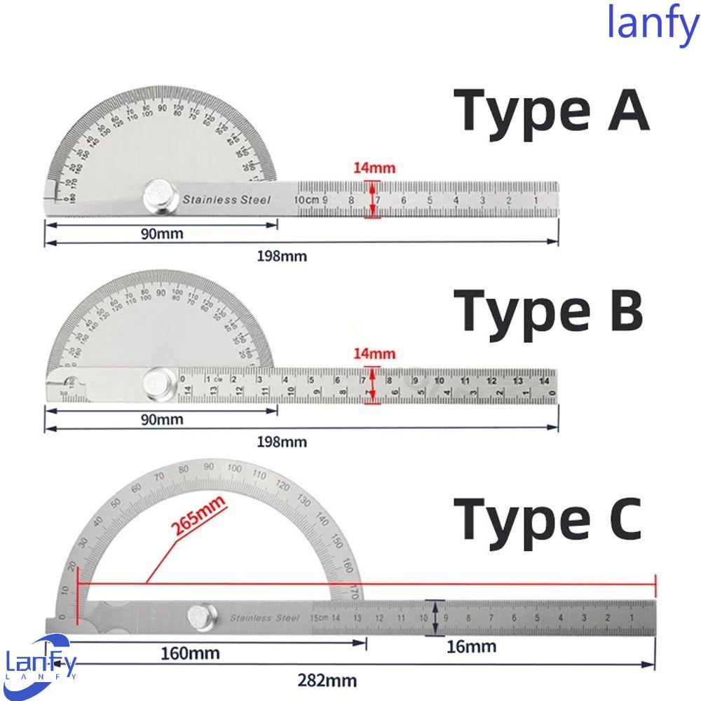 Lanfy Busur Derajat Perlengkapan Serut Rotary Round Head Stainless Steel Pengukur Penggaris Caliper Adjustable Busur Derajat