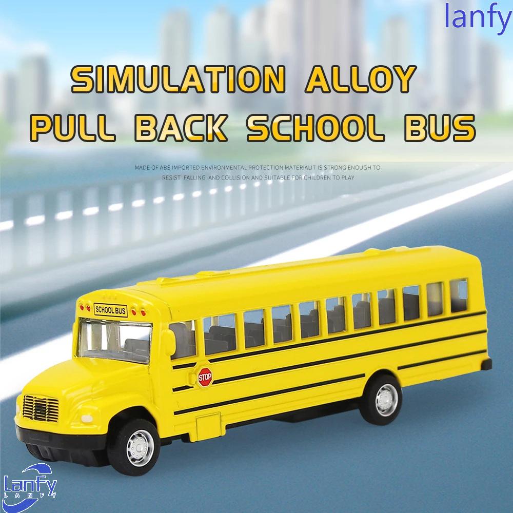 Lanfy Hadiah Ulang Tahun Model Bus Sekolah Untuk Anak1Per64 Inertial Alloy Mainan Anak Laki-Laki Simulasi Kendaraan