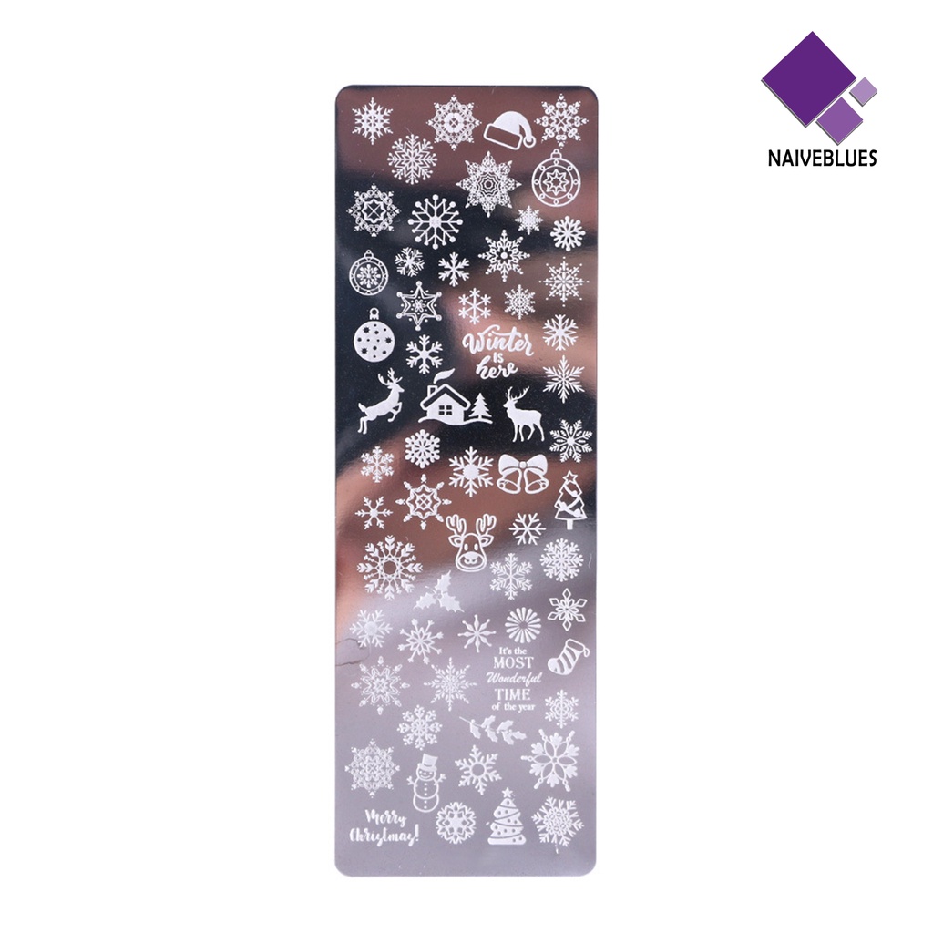 [naiveblues] Nail Art Stamping Plate Bening Ukiran Daun Bunga Stainless Steel DIY Template Kuku