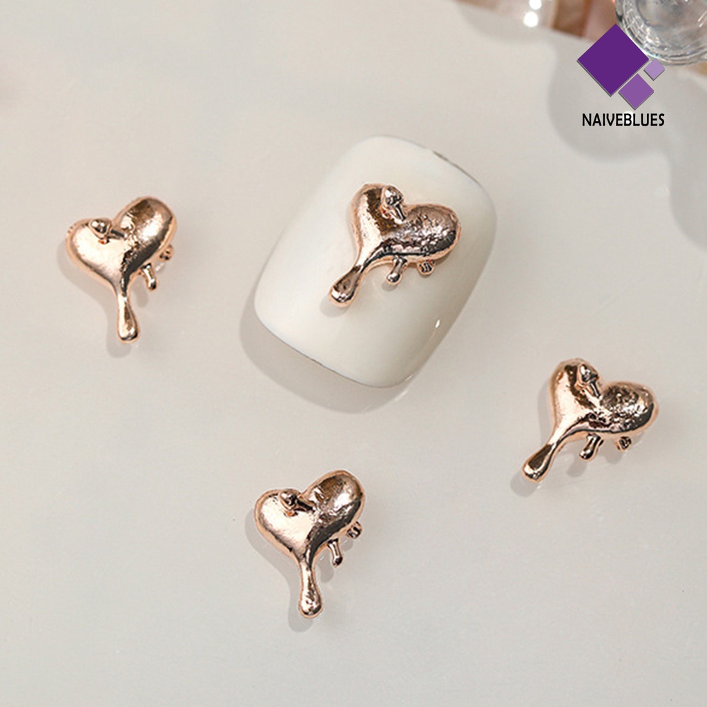 [naiveblues] 10pcs/set Nail Art Charms Multi-Warna Mengkilap Mini 3D DIY Aksesoris Kuku Cinta Hati