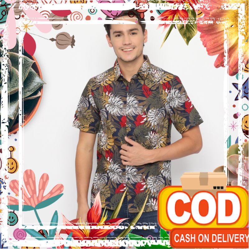 RICARDO kemeja pria motif lengan pendek 32259/ Versi terbaik