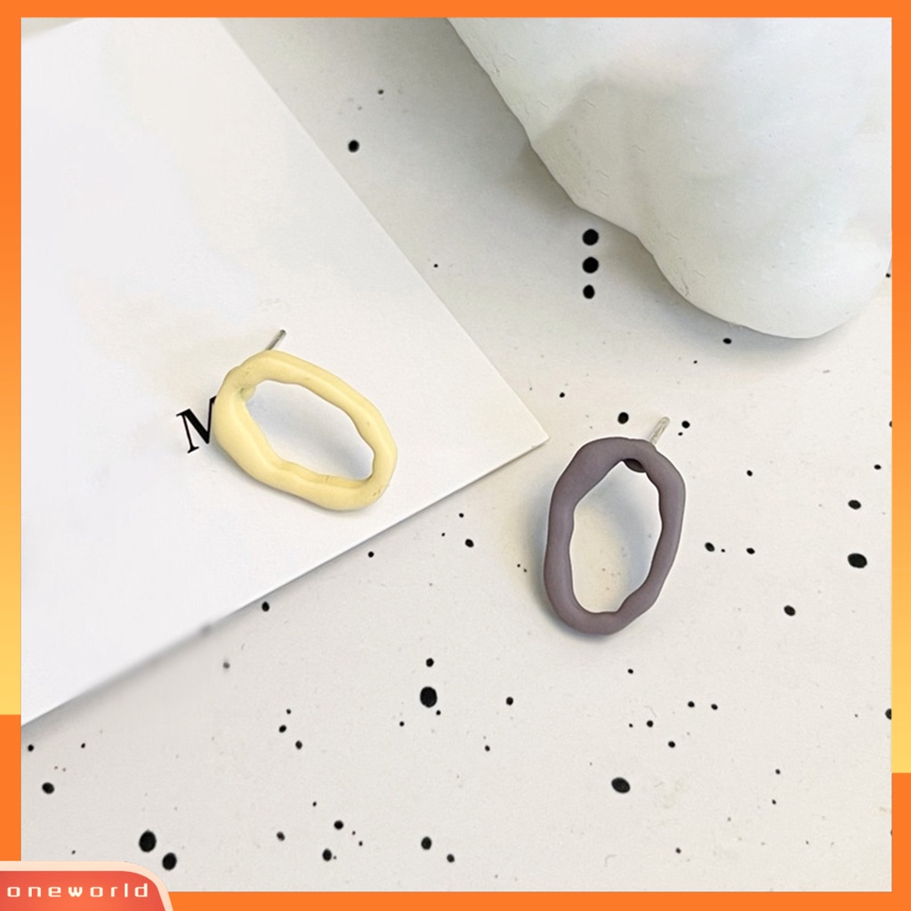 [EONE] 1pasang Ear Studs Geometric Irregular Personality Hollow Matte Hadiah Kecil Warna Kontras Wanita Anting Perhiasan Fashion