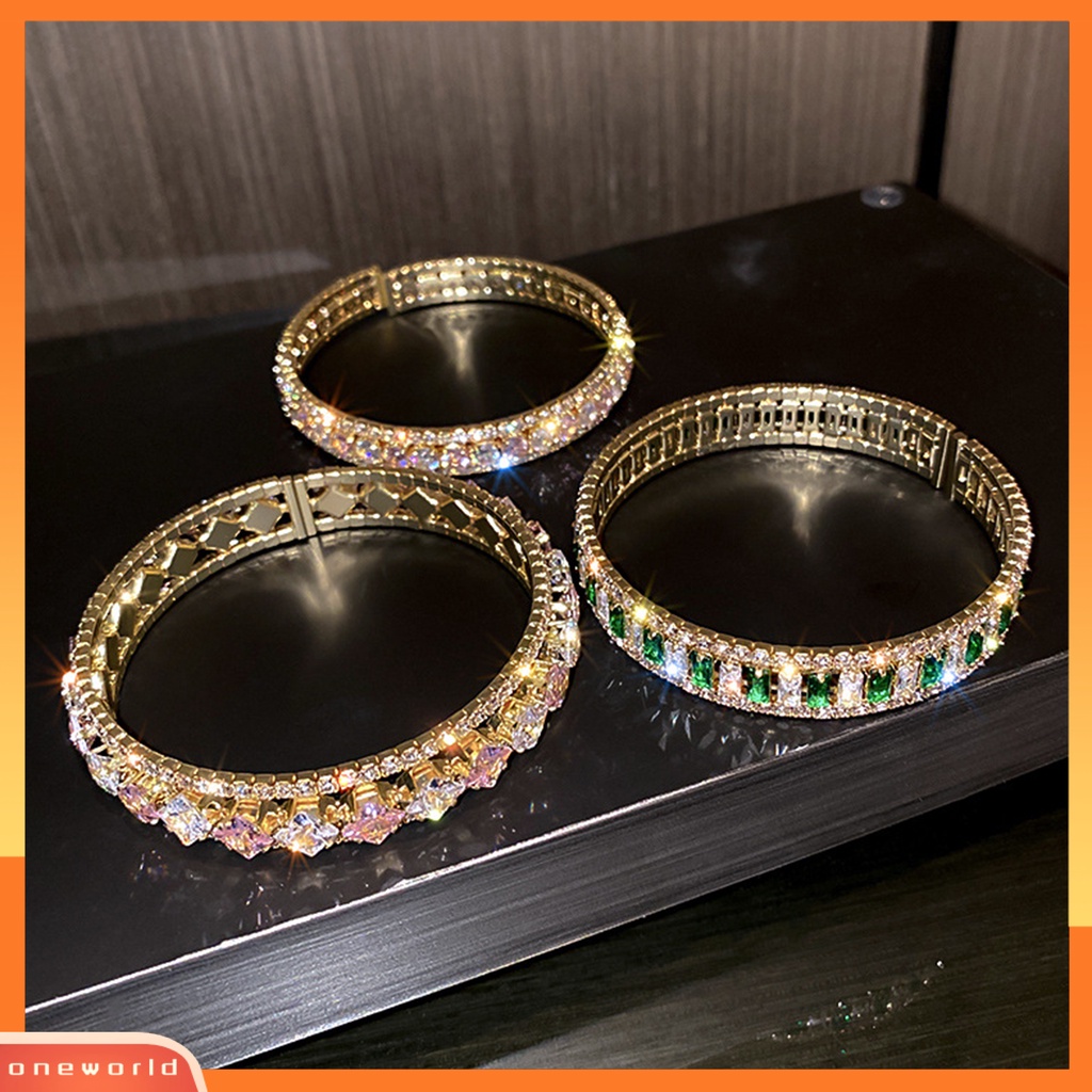 [EONE] Gelang Tangan Wanita Rantai Tangan Portabel Bulat Berlian Imitasi Mengkilap Untuk Hadiah