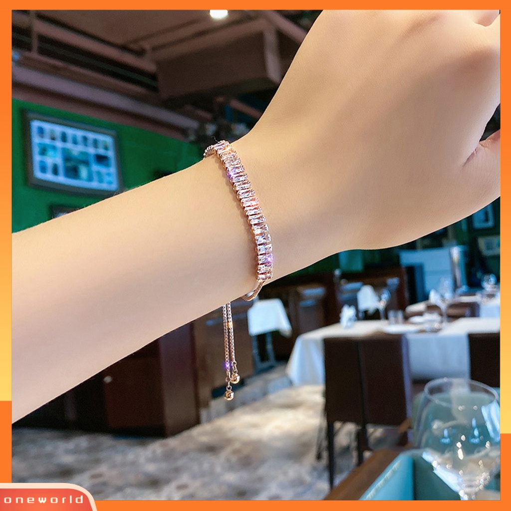 [EONE] Wanita Gelang Mewah Hias Menarik Adjustable All-match Perhiasan Hadiah Geometris Wanita Fashion Berlian Imitasi Mengkilap Tarik Gelang Untuk Pernikahan