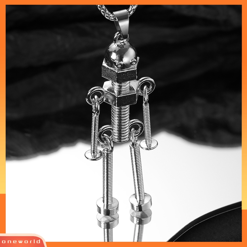 [EONE] Pria Kalung Warna Solid Indah Kreatif Tahan Lama Portabel Hip Hop Alloy Bentuk Robot Stainless Pria Liontin Pria Perhiasan