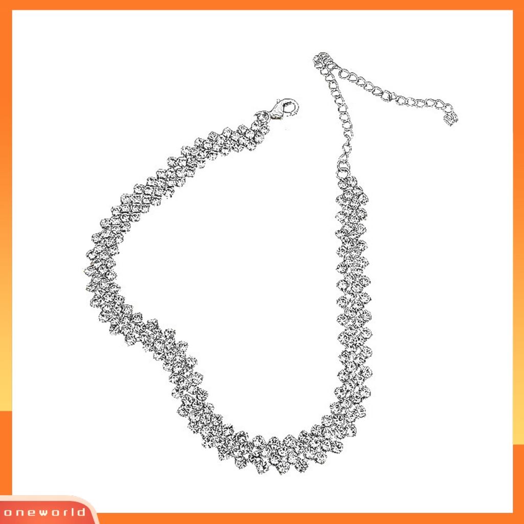 [EONE] Rantai Klavikula Geometris Electroplating Temperamen Adjustable Extension Chain Dekorasi Hadiah Wanita Penuh Berlian Imitasi Choker Kalung Fashion Perhiasan Untuk Perjamuan