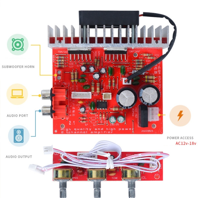 Bt 60Wx3 DC12V Subwoofer Amplifier Board Subwoofer 2.1 Channel Speaker Komputer Modul Amplifier Suara