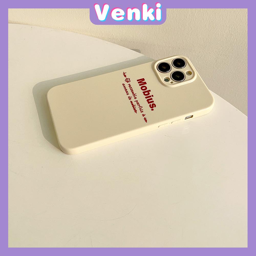 VENKI - For iPhone 11 iPhone Case Cream Glossy Soft Case TPU Shockproof Camera Cover Protection Simple Letters Compatible with iPhone 14 13 Pro max 12 Pro Max xr xs max 7 8Plus