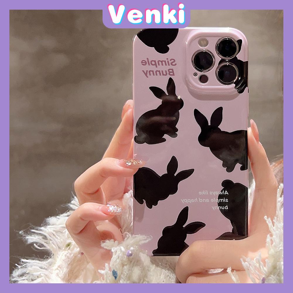 VENKI - For iPhone 11 iPhone Case Purple Glossy TPU Soft Shell Shockproof Camera Case Protective Black Color Rabbit Compatible with iPhone 14 13 Pro max 12 Pro Max xr xs max 7 8