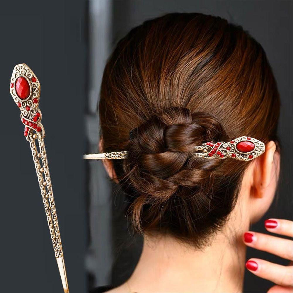 Mxbeauty Gaya Cina Jepit Rambut Retro Temperamen Perhiasan Fashion Alat Desain Rambut Hanfu Ornamen Alloy Gadis Jepit Rambut