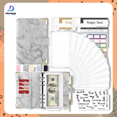 

Budgeting Binder A6 Organizer Uang Cash Budget Envelope Zipper Bahan PU Leather