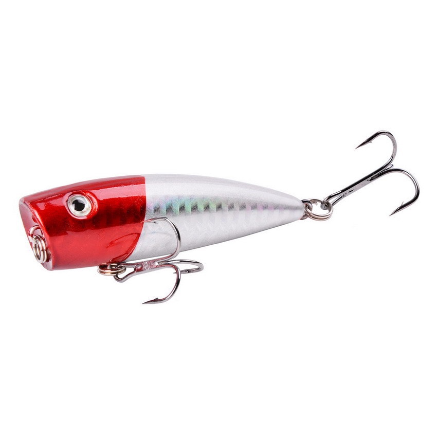 Umpan Pancing 7cm 8g Popper Umpan Engkol Topwater Pensil Bass Trout Umpan Pancing Dengan Kait Air Asin Air Tawar Trout Walleye Blueback Salmon Lele