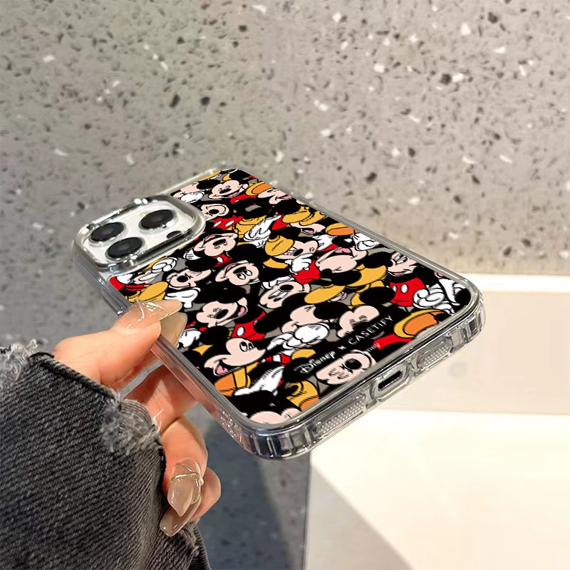 Pola Mickey Cocok Untuk iPhone 14 Pro Max Casing Ponsel iPhone Cermin Casing Ponsel Kuat Kamera Perlindungan Tahan Guncangan Kompatibel Dengan Iphone13 13pro 13prm iPhone 11 7Plus 8Plus Xr XS 12 Pro Max Casing Ponsel