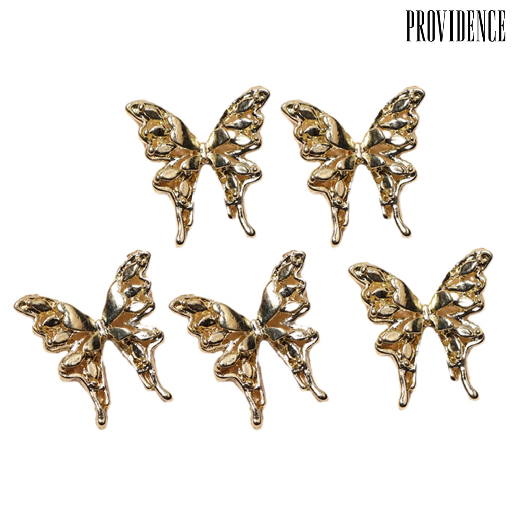 Providence 5Pcs Nail Art Charm 3D Elegan Mewah Manis Padat DIY Alloy Kupu-Kupu Kecil Bentuk Ikatan Simpul Dekorasi Kuku Aksesoris Kuku