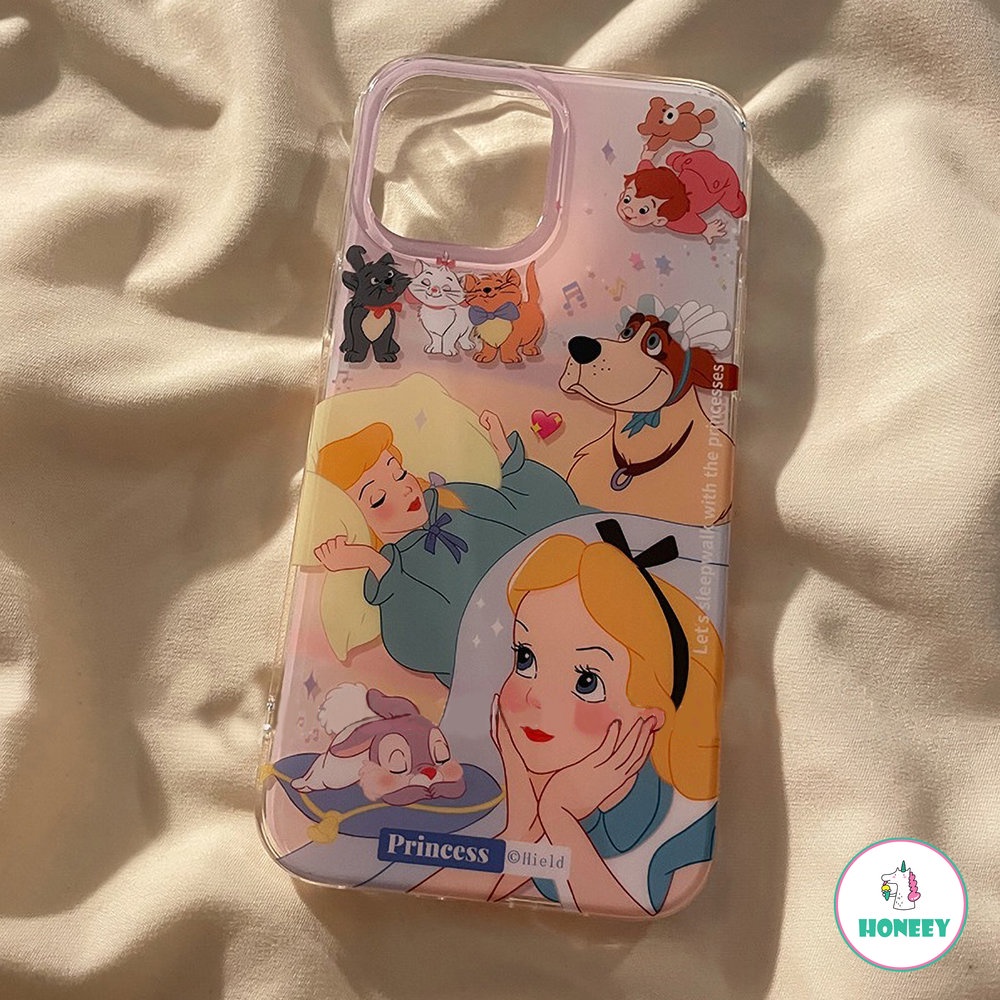 IPHONE Casing Kartun Disney Princess Alice Kompatibel Dengan Iphone14 13 12 11 Pro Max 14 Pro Shockproof Gadis Lucu Penutup Belakang