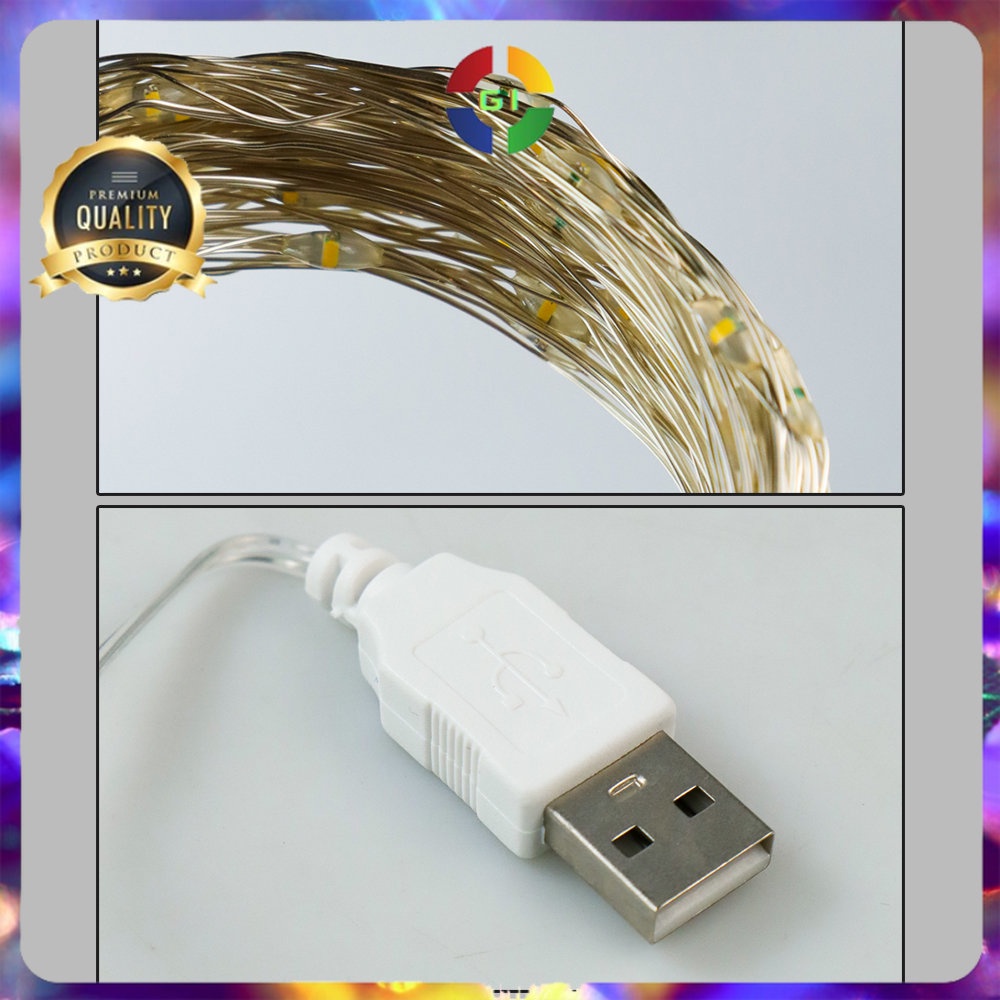 Lampu Hias String Lights IP65 USB 100 LED 10 Meter Warm White