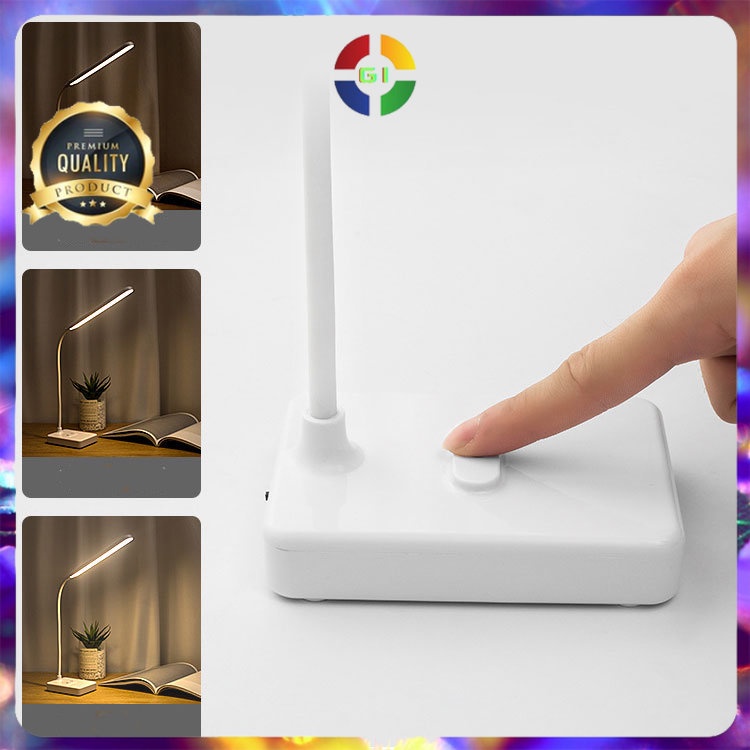 Lampu Meja Belajar 30 LED Rechargeable Battery 3 in 1 Color White