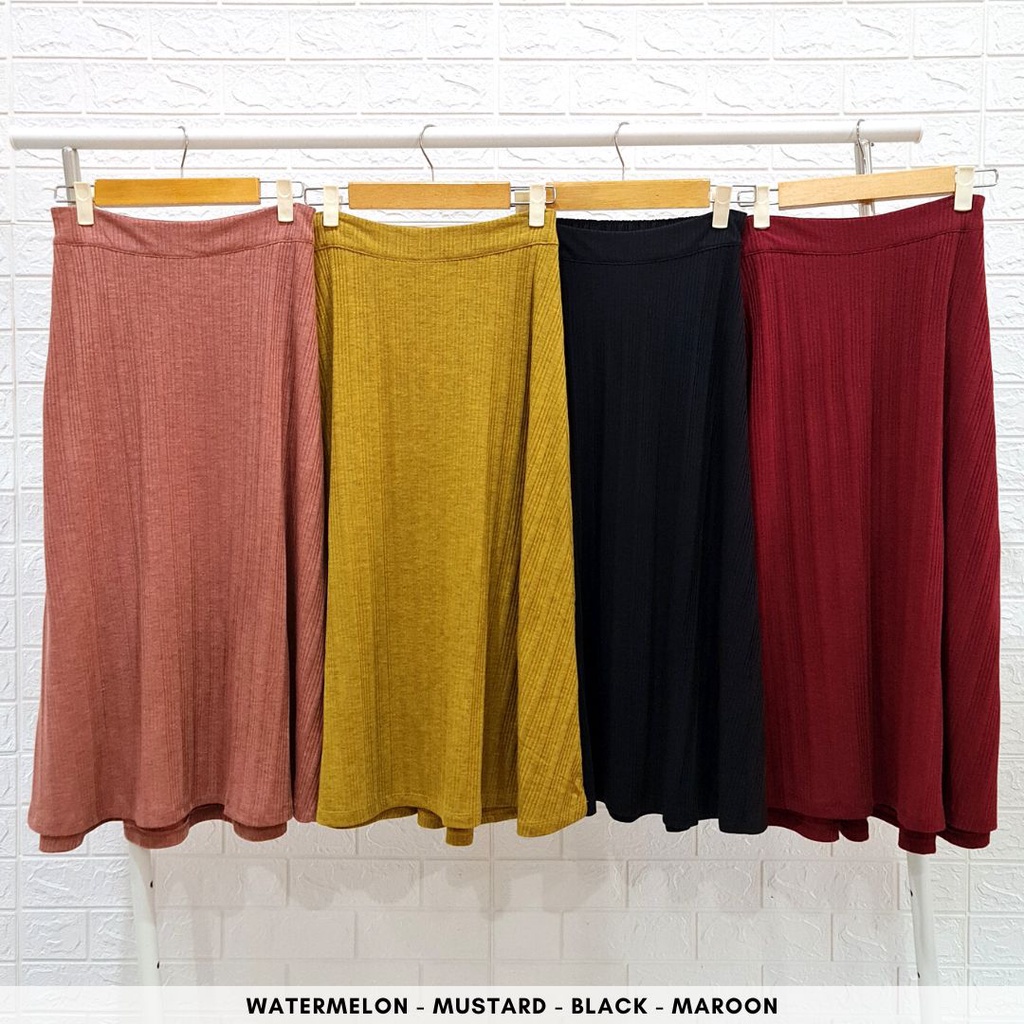 4433 yerimia knit button long skirt one set rok polos bumil friendly