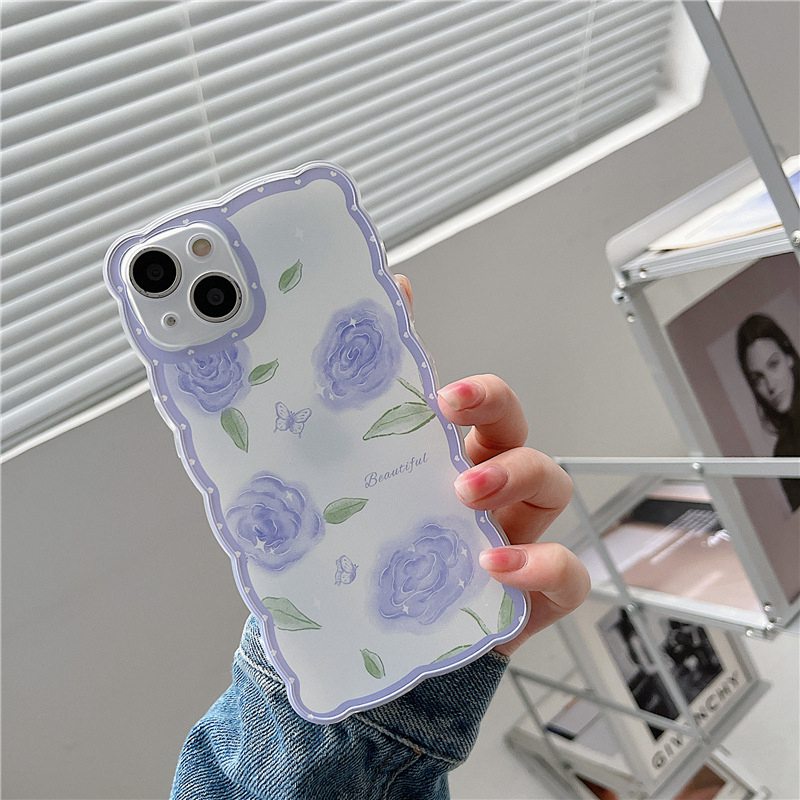 [INS Wave] Purple Rose Soft TPU Case HP iP iPhone 11 12 13 14 Pro Max7 8+Plus SE 2020 X XS XR Max Gadis Wanita Bening FTD Casing Apple