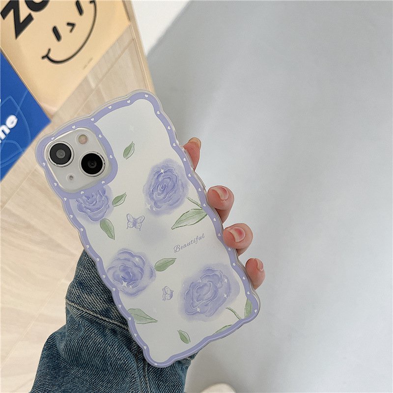 [INS Wave] Purple Rose Soft TPU Case HP iP iPhone 11 12 13 14 Pro Max7 8+Plus SE 2020 X XS XR Max Gadis Wanita Bening FTD Casing Apple