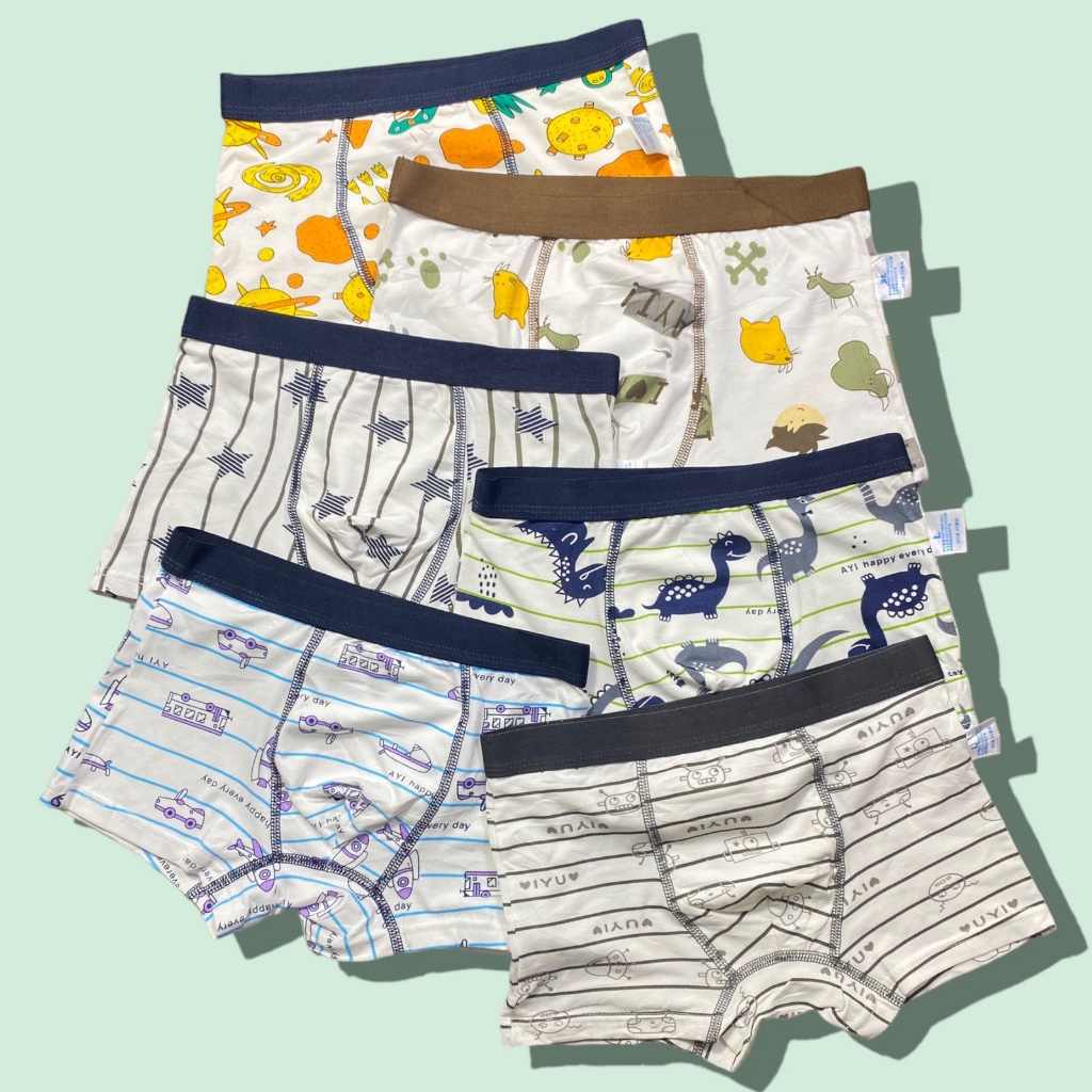 T&amp;Y Celana Dalam Boxer Anak Motif Kartun Dino Roket Kode 6769 Sempak Anak Bahan Katun Cd Pria Underwear Impor Murah