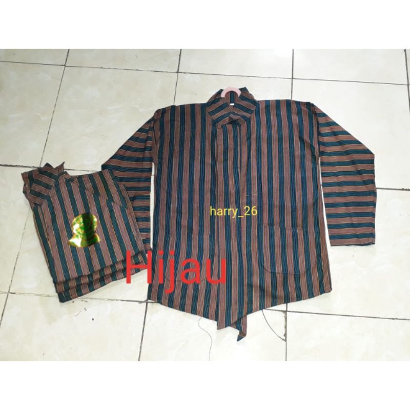 Lurik Surjan Lurik Adat Jawa / Beskap Lurik Hitam Hijau Dewasa