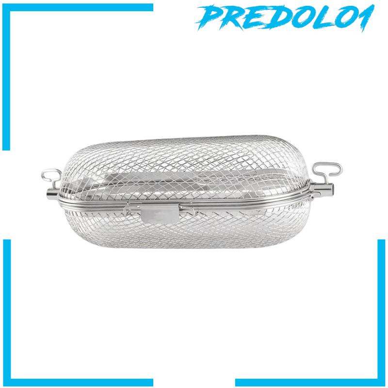 [Predolo1] Alat Barbekyu Wire Mesh BBQ Rolling Grill Basket Untuk Grill Outdoor Sayur