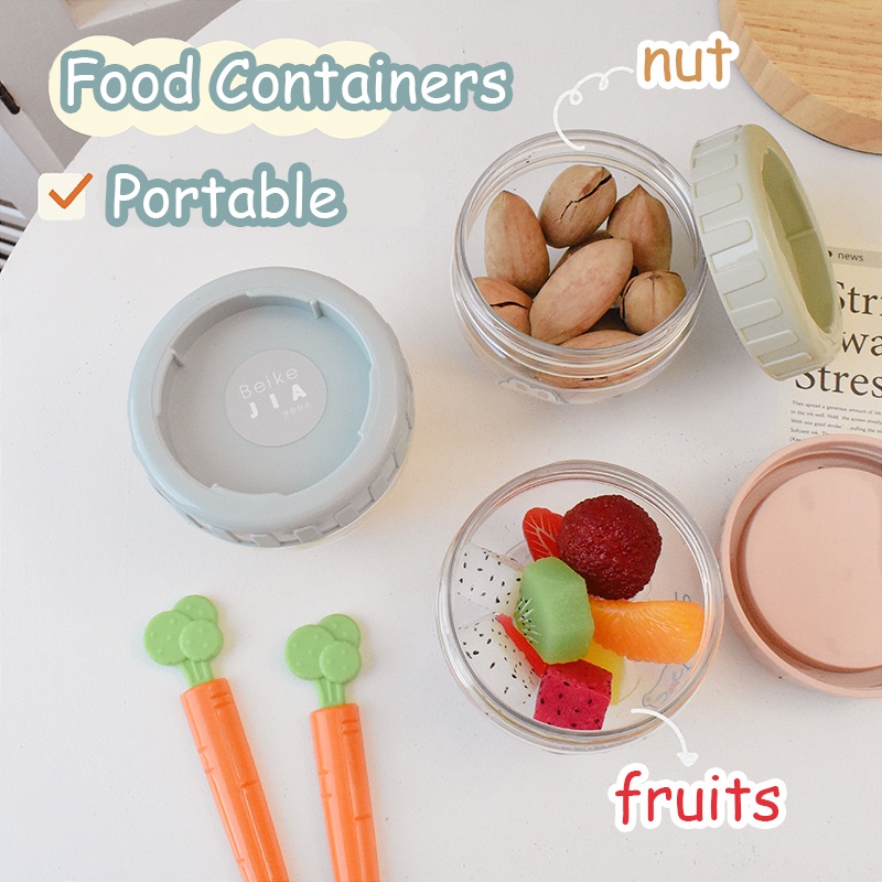 Round Travelling Food Sealed Canister Serbaguna Toples Penyimpanan Permen Kacang Kering Portable High Quality Plastik Cemilan Sealed Storage Jar Kotak Sortir Makanan Portable Mini Stackable