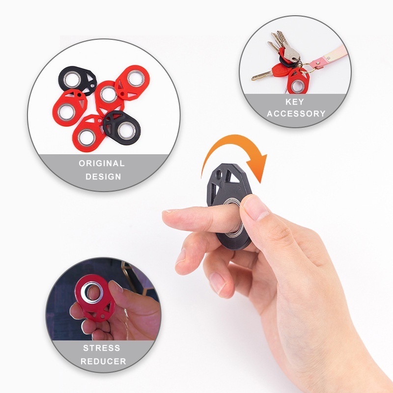 [Unggulan] Metal Idget Toys Hand Spinner Anti-Anxiety Toy Key Chain Gadget Turntable Spinner Keychain Melepaskan Boredom Meredakan Stress Finger Keychain Fingertip Key Ring Holder