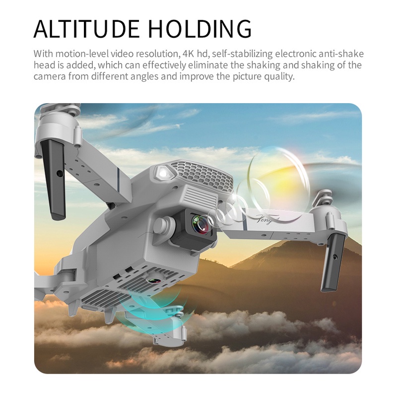 E88 Drone 4K Full Set HD Dual Camera visual Positioning Drone lipat Tahan air dengan hadiah gratis