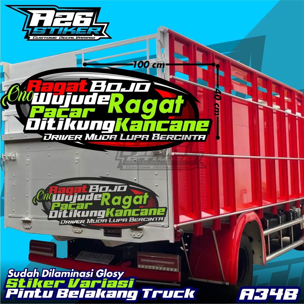 Stiker Pintu Bak Belakang TRUCK MODIF KATA KATA RAGAT BOJO all Truk Canter, Ragasa, Tepak Umplung, G