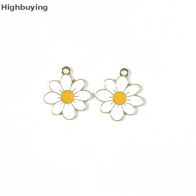 Hbid 10pcs Enamel Daisy Flower Ch Untuk Kalung Liontin Anting DIY Ch Glory