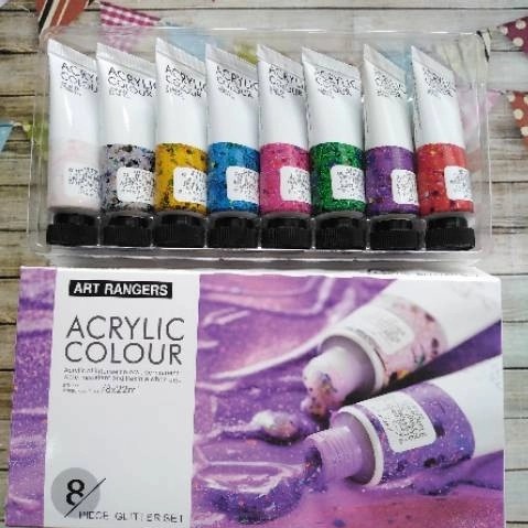 

Set Cat acrylic glitter/metalic/pastel/neon 8 warna @22 ml - pastel