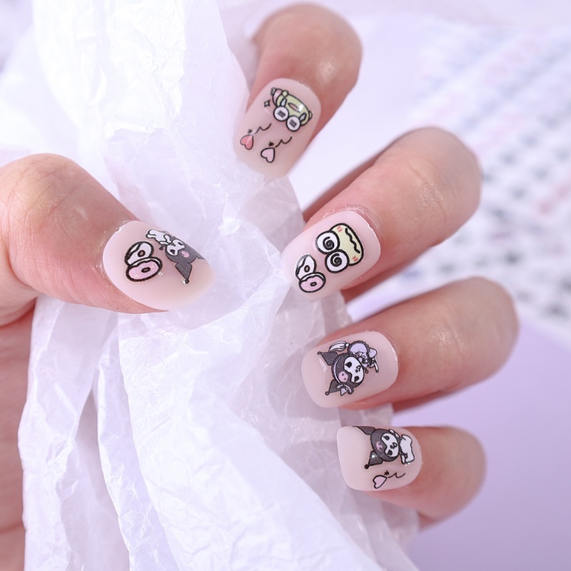 Lucu Ins Gaya 3D Tekstur Stiker Kuku DIY Nail Art Cinta Bunga Hias Patch Kuromi Kartun Hewan Pola Stiker Kuku