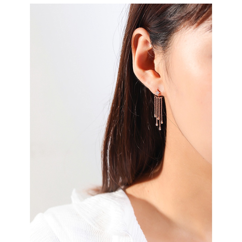 Goldkingdom Aksesoris Perhiasan Fashion Ready Stock Anting Rumbai Panjang Anting Wanita Dua Memakai Anting AAA