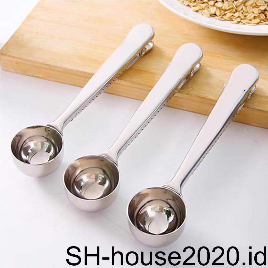 Sendok Kopi Multifungsi Stainless Steel Dapur Measuring Clip Scoop Supplies Spoon With Seal Coffee