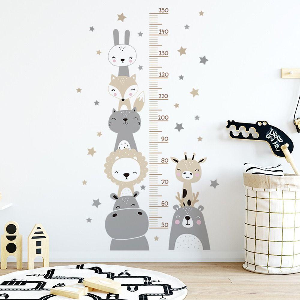 Needway Pengukur Tinggi Badan Stiker Dinding Lucu Tahan Air Perlengkapan Perawatan Bayi Hippo Kelinci Singa Hewan Pola Beruang Baby Nursery Wall Decals