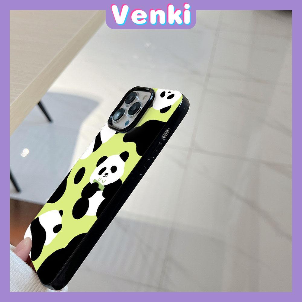 VENKI - For iPhone 11 Phone Case Black Glossy TPU Soft Case Shockproof Protection Camera Cute Small PandaCompatible with iPhone 14 13 Pro max 12 Pro Max xr xs max 7Plus 8 Plus