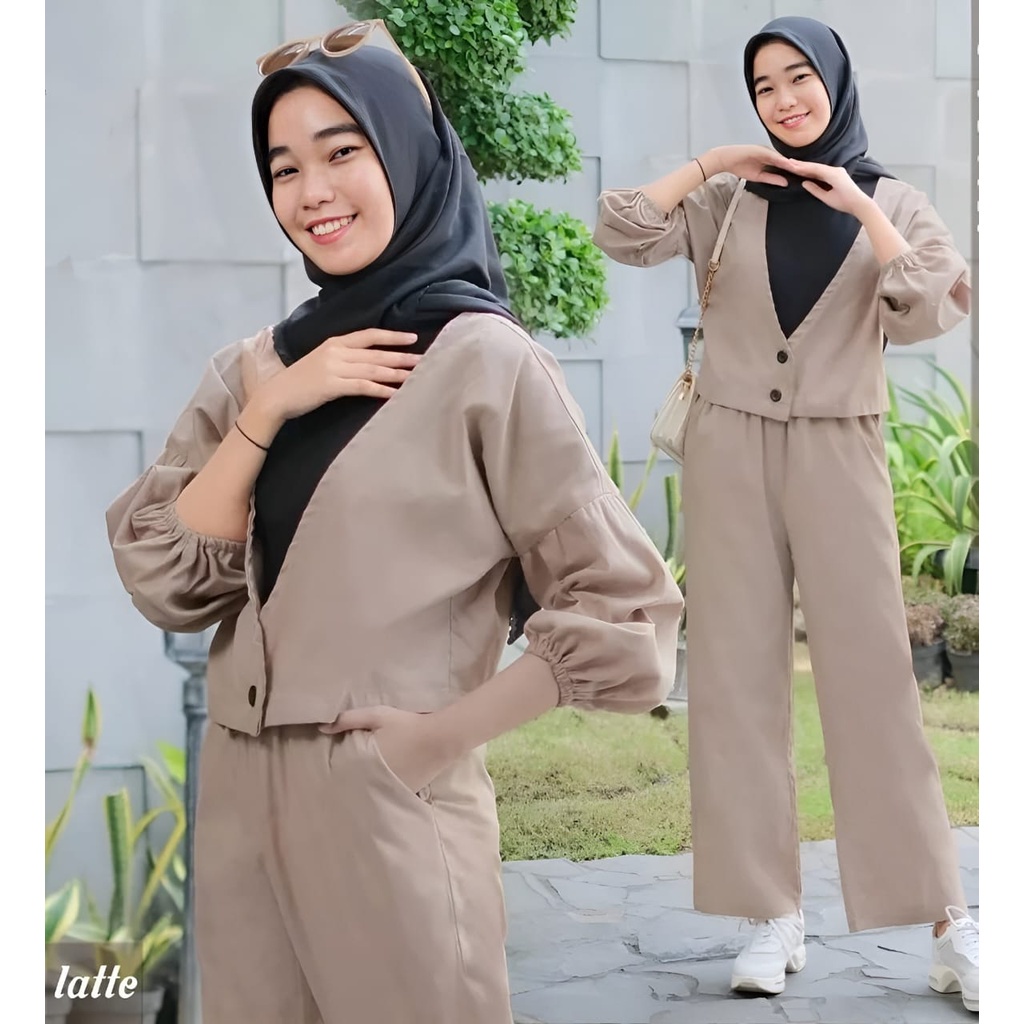 Valera Set Kids 2in1 l Setelan Celana Wanita Remaja Muslim 10 - 15 Tahun Matt Syakila Polos Premium Terbaru