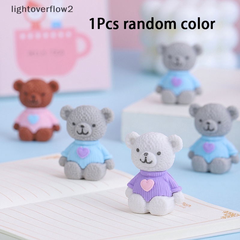 [lightoverflow2] 1pcs Cute Bears Eraser Creative Student Wrig Drawing Rubber Pencil Eraser Lucu Perlengkapan Sekolah Alat Tulis Hadiah Anak [ID]