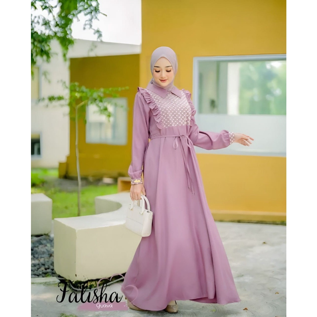 Falisha Dress Gamis Crinkle Brukat Premium Gaun Pesta Busui Maxy Tile Muslimah Terlaris