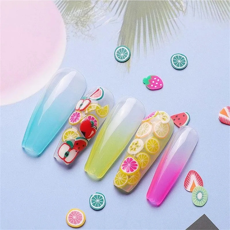 Kreatif Kecil Segar 3D Buah Bentuk Nail Art Payet/Wanita Kepribadian Buah Warna-Warni Kuku Stiker/DIY Manicure Dekoratif Aksesoris