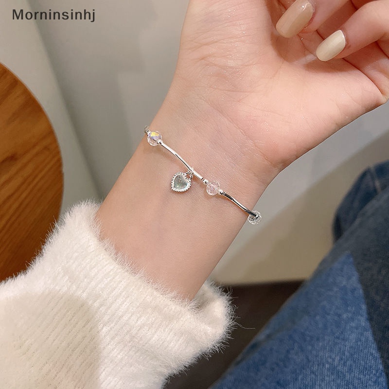 Mornin Gelang Cinta Hati Kristal Warna-Warni Perempuan Super Peri Moonstone Gelombang Temperamen Manis Hiasan Tangan Untuk Hadiah Pacar id