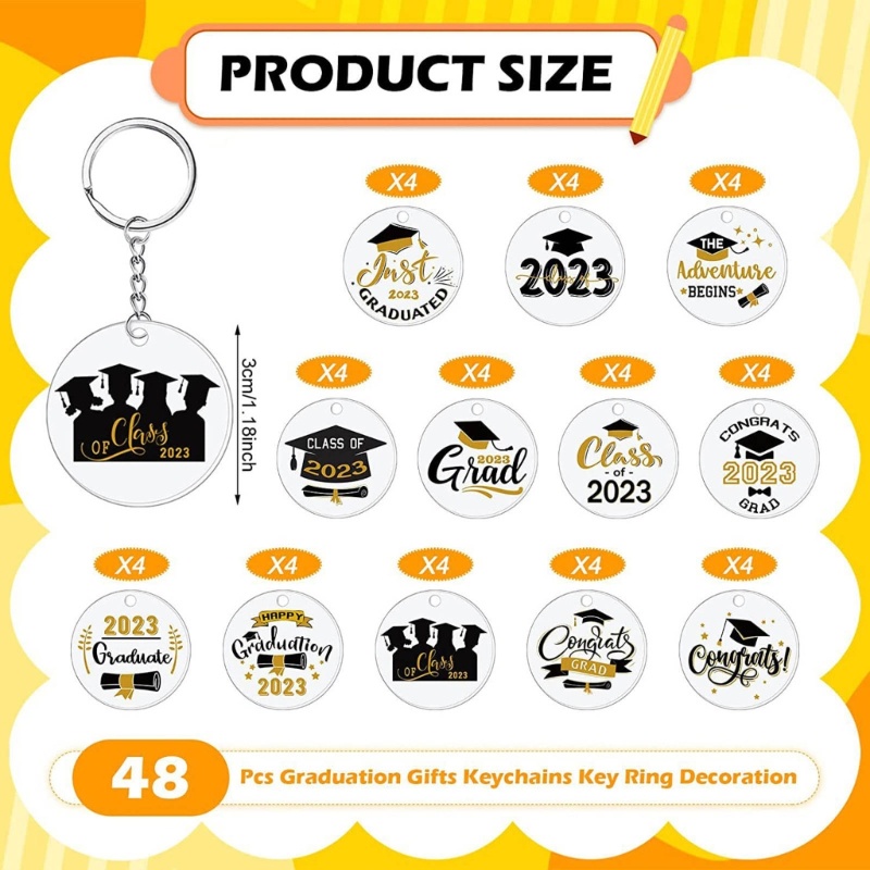 Siy 48buah Gantungan Kunci Wisuda Bahan Silikon Keys Rings Handbag Pendant