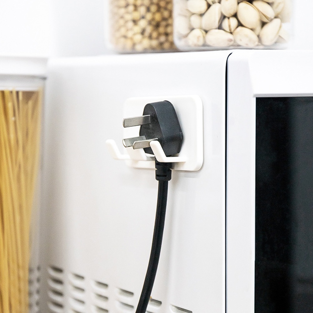 Househeld Electric Power Plug Hook/Rak Penyimpanan Hemat Ruang Sederhana/Alat Multi Fungsi Stop Kontak Colokan Peralatan Masak Organize Holder/Gantungan Handbag Handuk Perekat Diri