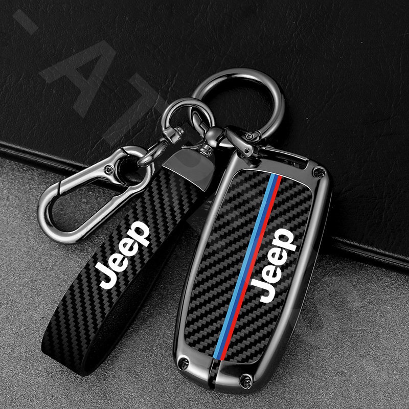 Jeep Zinc Alloy Bungkus Penuh Case Kunci Mobil Cover Kulit Serat Karbon Smart Key Protector Untuk Kompas Renegade2023 Willys Wrangler jk Grand Cherokee