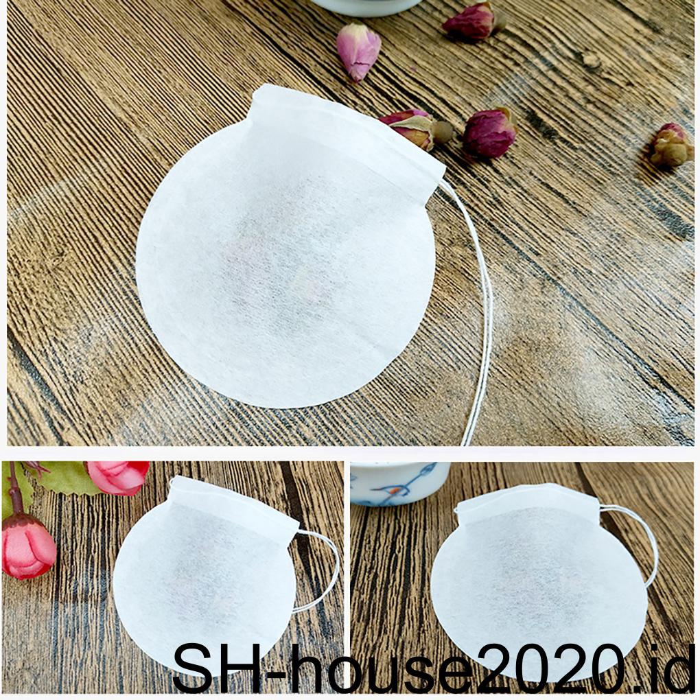 100pcs Kantong Filter Teh Kosong Tea Bag Bulat Kosong Sekali-off Serut Filter Bag Kopi Loose Leaf Tea Infuser Paper